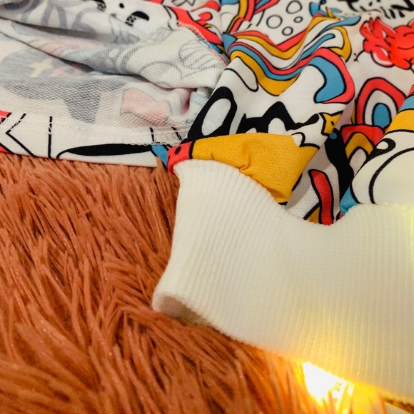 CartoonPrint Multicolor Pullover Drawstring Hoodie - Picture 4 of 9